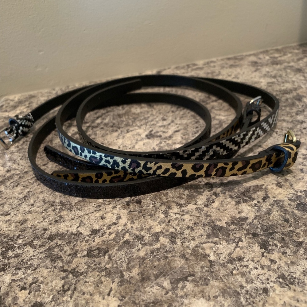 Three thin fashion belts